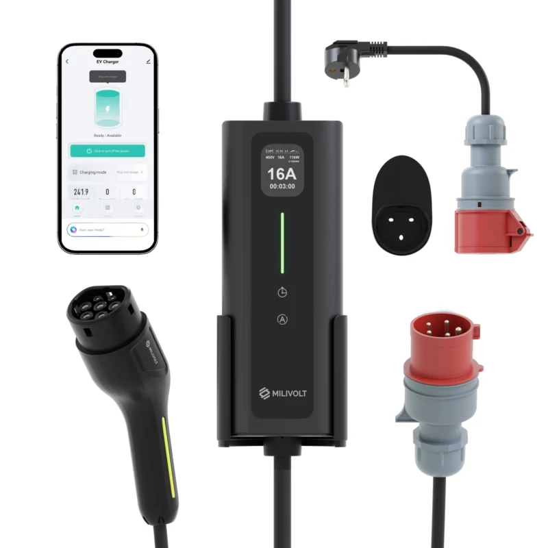 milivolt m311 11kw przenosna ladowarka wallbox ev typ 2 wifi tuya na sile 16a 12