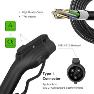 Kabel ładowania samochodów elektrycznych Typ 1 na Typ 2 7,4kW 5m
