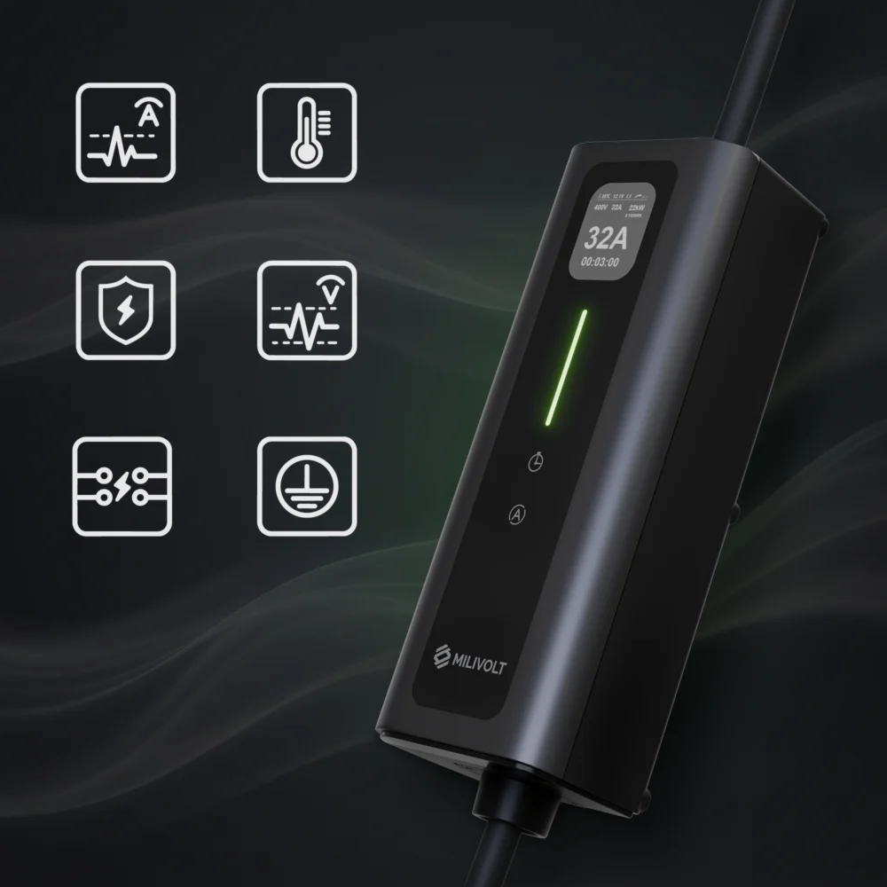 milivolt m321 22kw przenosna ladowarka wallbox ev typ 2 wifi tuya na sile 32a(31)